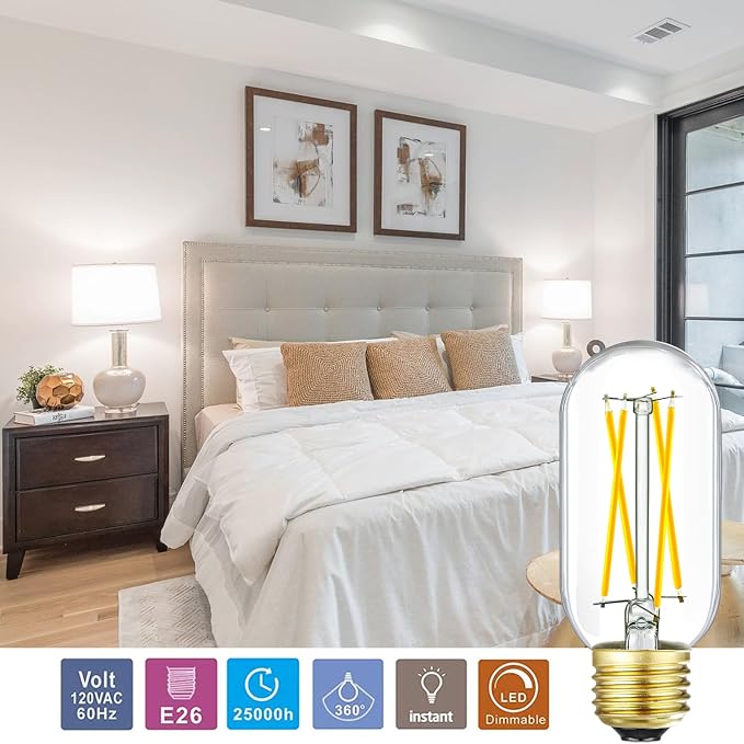 LEOOLS T14 LED Bulb, 6W E26 LED Bulb Dimmable Equivalent E26 Bulb 60 Watt - Image 2