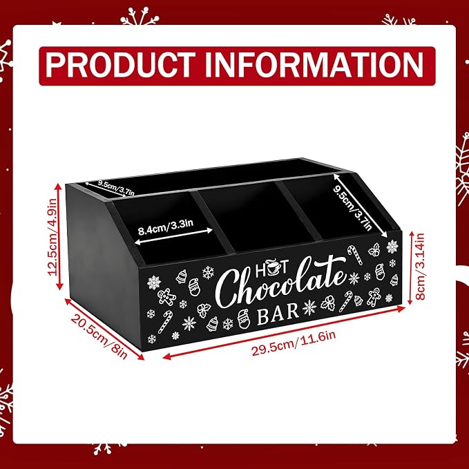 Christmas Hot Cocoa Bar Wood Coffee Station Organizer - Image 2