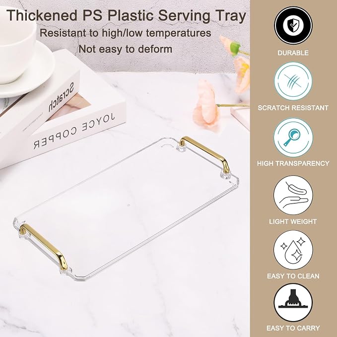 PATIKIL 16.1 x 8.7 Inches Plastic Serving Tray - Image 3