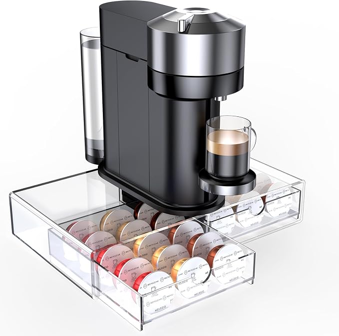 Compact Clear Acrylic Coffee Pods Drawer Organizer Compatible by iMMDOKIN