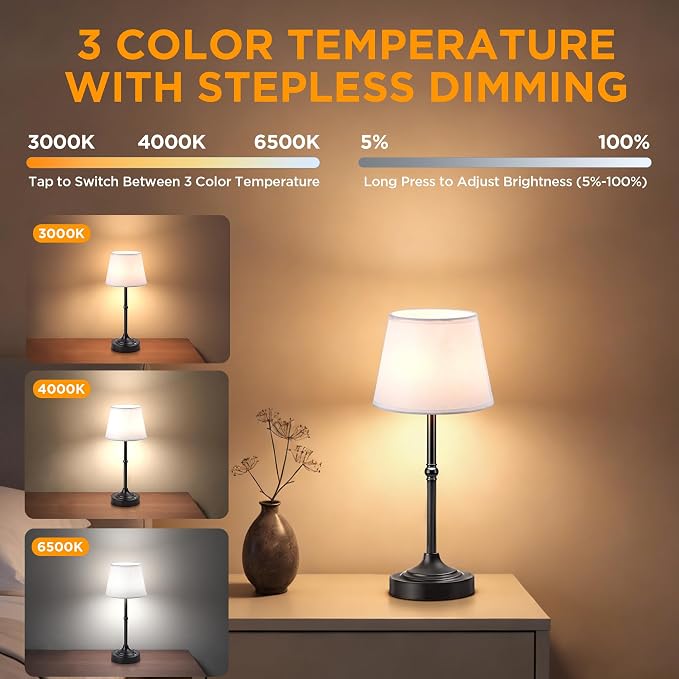 LUTEC 2 Pack Cordless Table Lamp, Battery Operated Lamp - Image 2