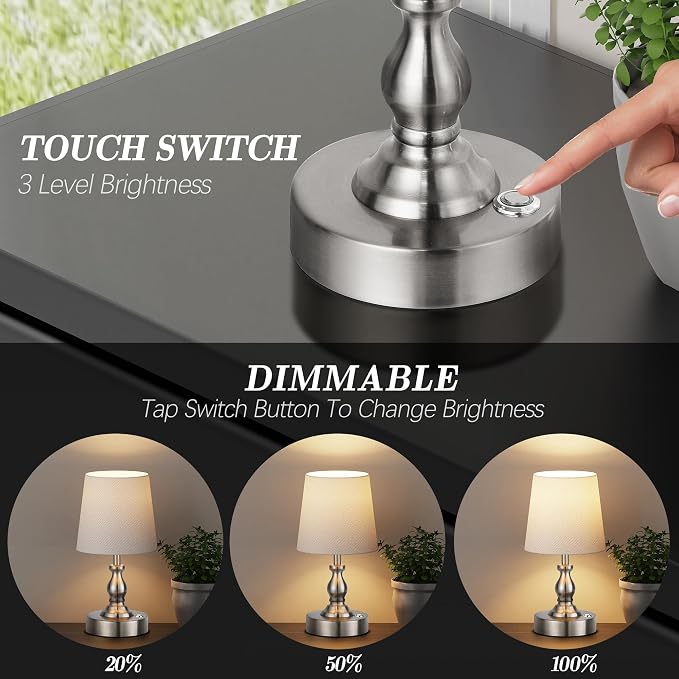 PARTPHONER Mini Cordless LED Table Lamp, 5200mAh Rechargeable Battery Operated - Image 2