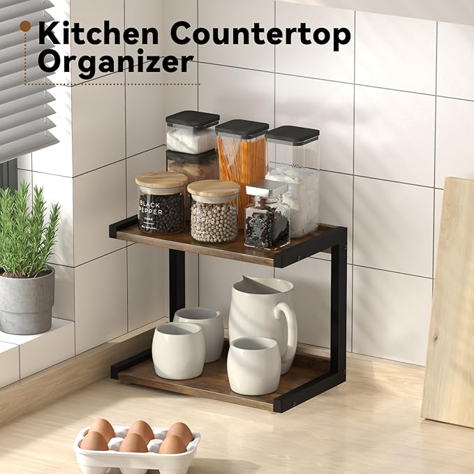 MARTY 2 Tier 12.6"x7.7" Counter Shelf Organizer Kitchen Spice Rack - Image 3