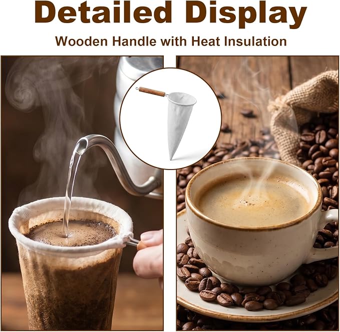 2PCS Cloth Coffee Filter Reusable Coffee Strainer Pour over Cup Strainer - Image 5