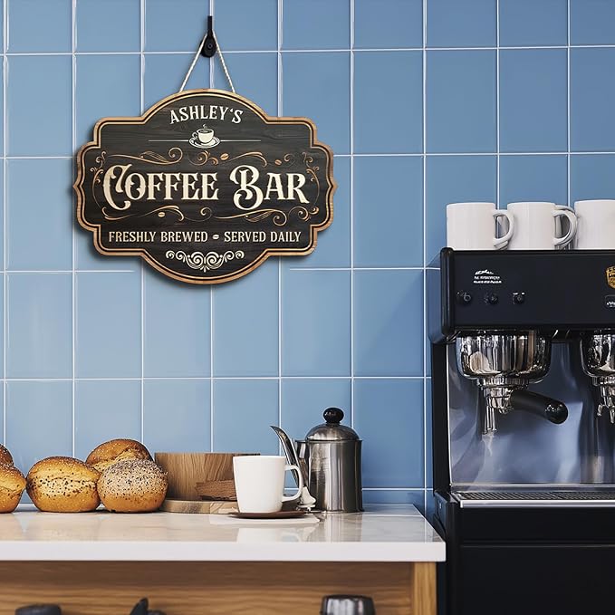 THUYPT Personalized Coffee Sign, Coffee Wooden Sign Plaque Wall Hanging Coffee - Image 5