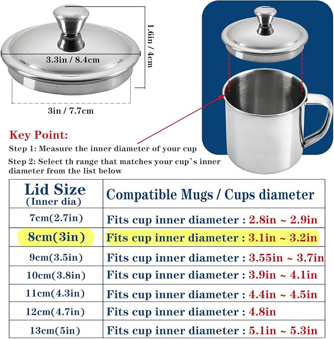 3.1Inch Universal Drink Covers, Stainless Steel Mug Cover, Glass Covers - Image 2