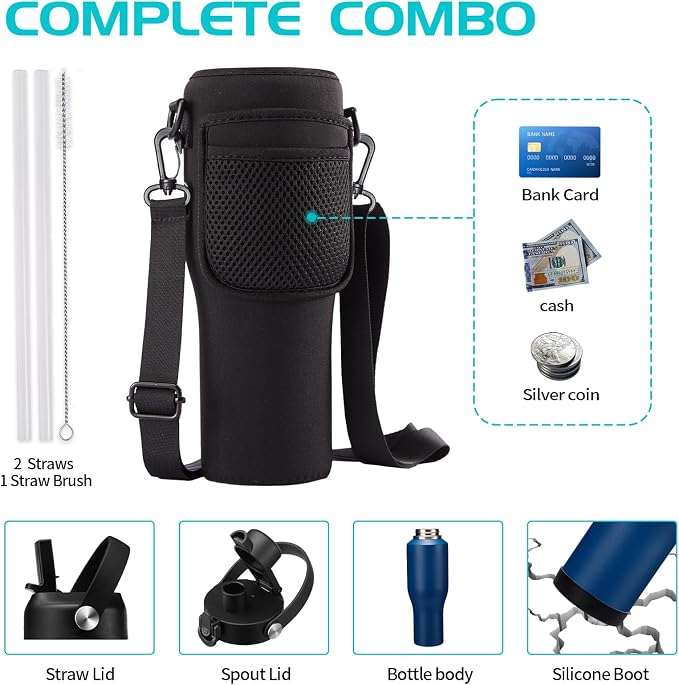 40oz Insulated Water Bottle that fits in Cup Holder - Image 4