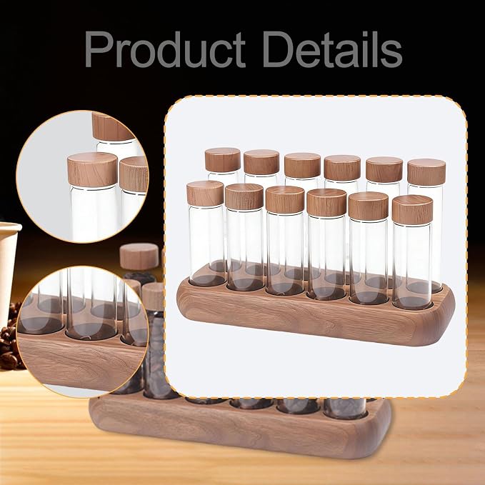 Yajuyi 12 Pieces Coffee Bean Storage Tubes Airtight Glass Container Single Dose - Image 2