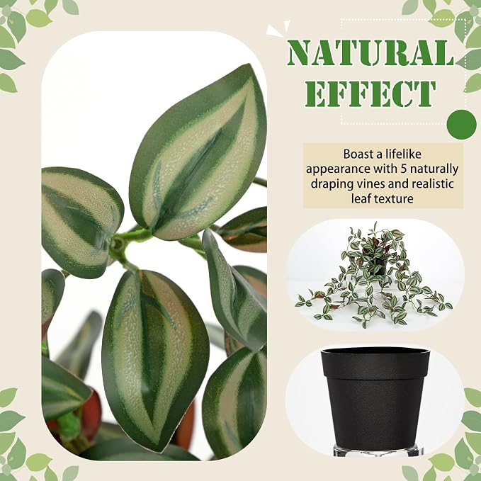 2 Pack Fake Hanging Plants for Shelf in Back Pot, Small Artificial Hanging Ivy - Image 3