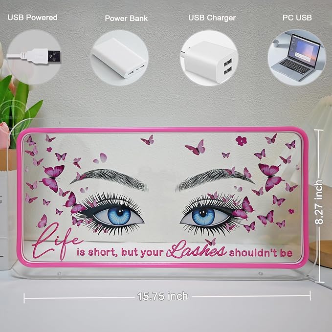 Britrio Pink Lashes Neon Sign Light - Image 7