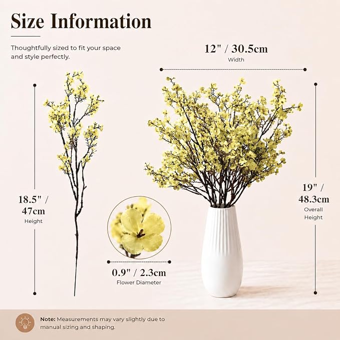 Mandy's 6 Bundles Artificial Light Yellow Baby’s Breath Flowers | 18.5 Inch - Image 3