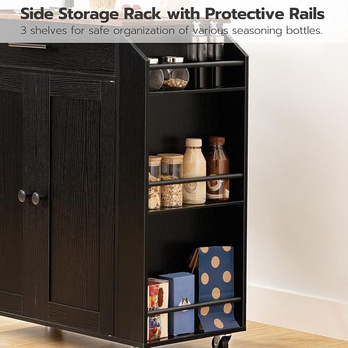 HOOBRO Kitchen Island with Power Outlet, Storage Island with Spice Rack and - Image 6