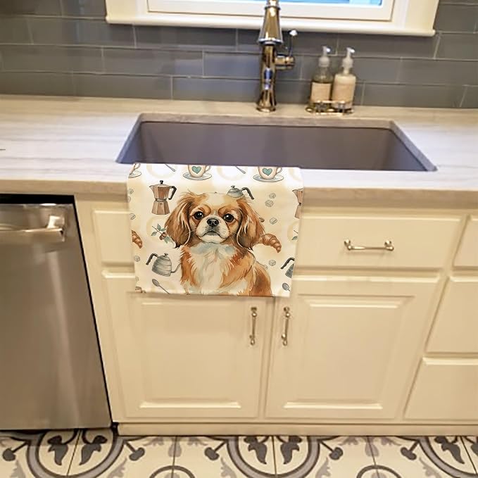 Caroline's Treasures Tibetan Spaniel Coffee Bar Kitchen Towel Velour Plush - Image 2