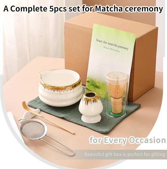Spouted Matcha Bowl – 7-Piece Matcha Whisk Set, - Image 2