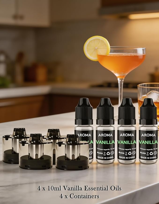 Cocktail Bubble Smoke Gun Accessories, 4 x 10ml Vanilla Essential Oils & 4 x - Image 3