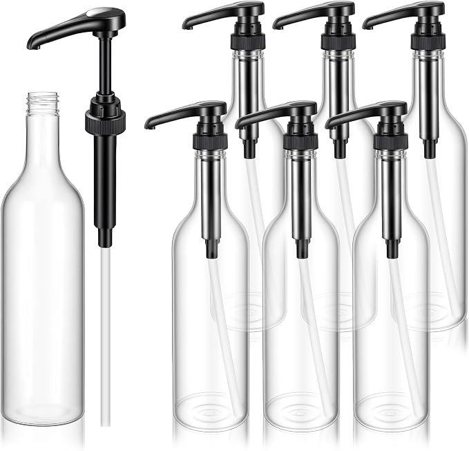6 Pack 25 oz Coffee Syrup Bottles by Unknown