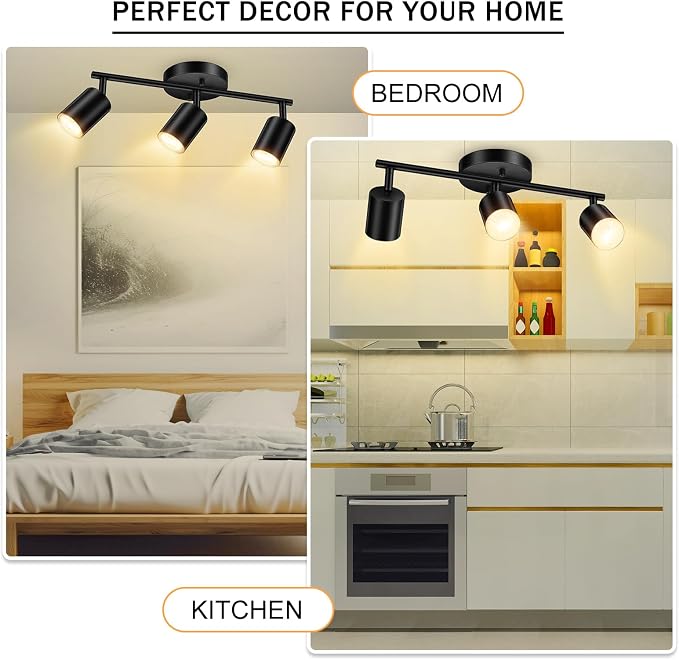 BoostArea LED 3 Light Track Lighting Kit, Flexibly Rotatable Light Head - Image 4