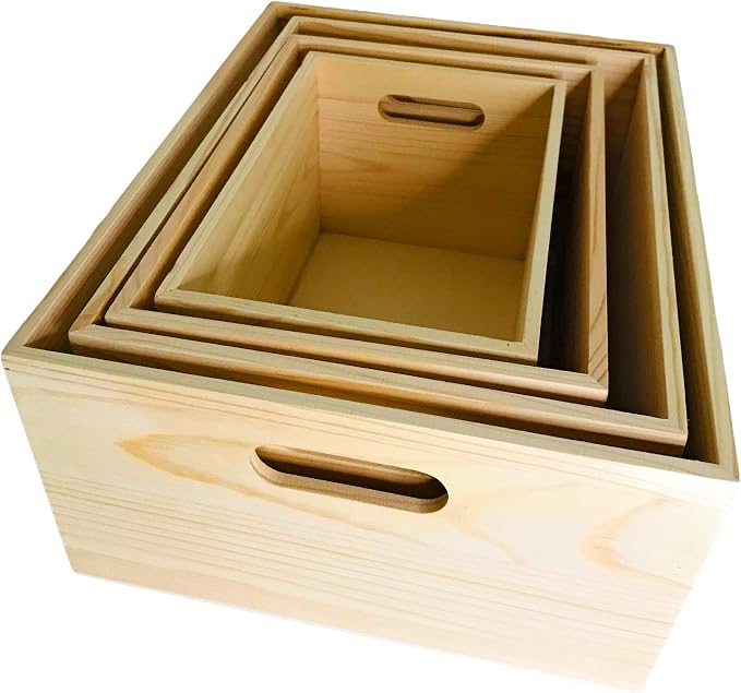 Oojami Unfinished Wooden Crates 4 Pack - Image 6