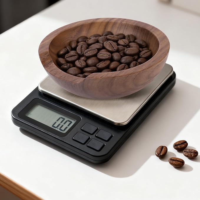 Coffee Bean Dosing Cup and Spray Bottle Set, Walnut Wood Round Bean Measuring - Image 5