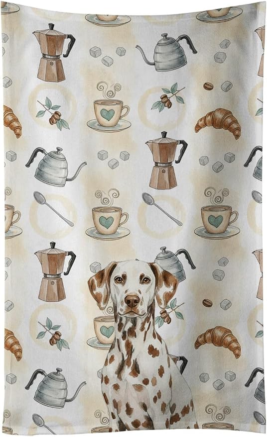 Caroline's Treasures Liver Dalmatian Coffee Bar Kitchen Towel Velour Plush by CarolinesTreasures