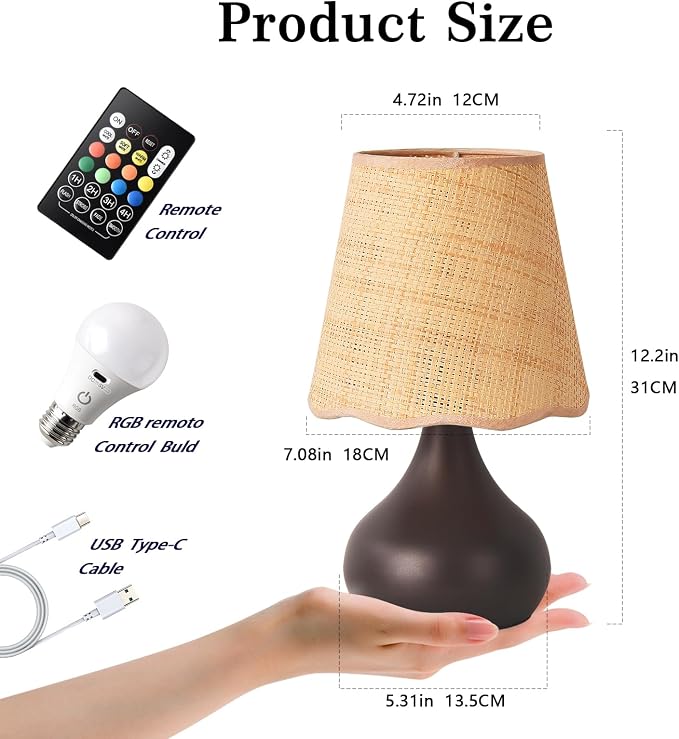 Cordless Table Lamp Rechargeable, Oil Rubbed Bronze Mini Cute Table Lamp - Image 2