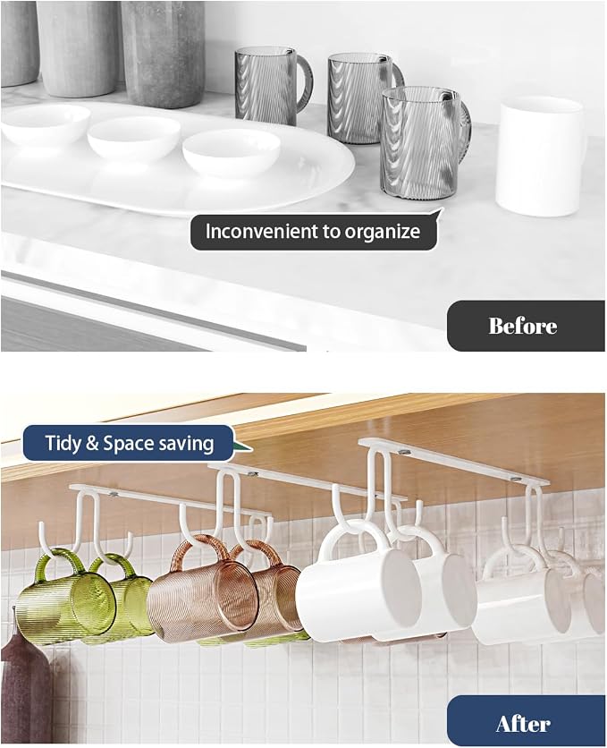 Luckinow Mug Hooks Under Cabinet 3 Pack, Coffee Cup Hooks - Image 2