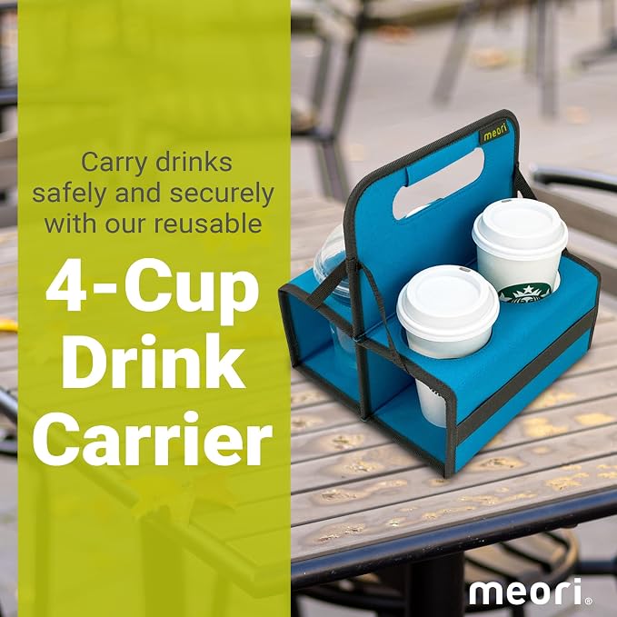 meori Reusable Drink Carrier 4 Cup, Take Out Cup Carrier, Collapsible, Coffee - Image 2