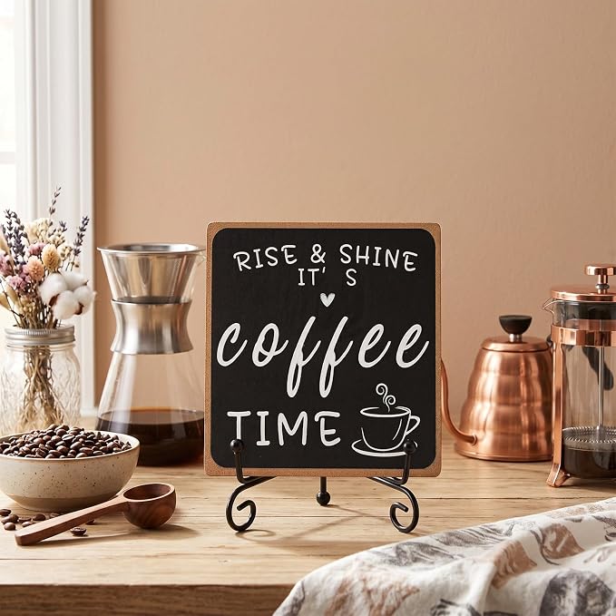 Wooden Coffee Bar Sign – 4"x4" Farmhouse Coffees Decor - Image 4