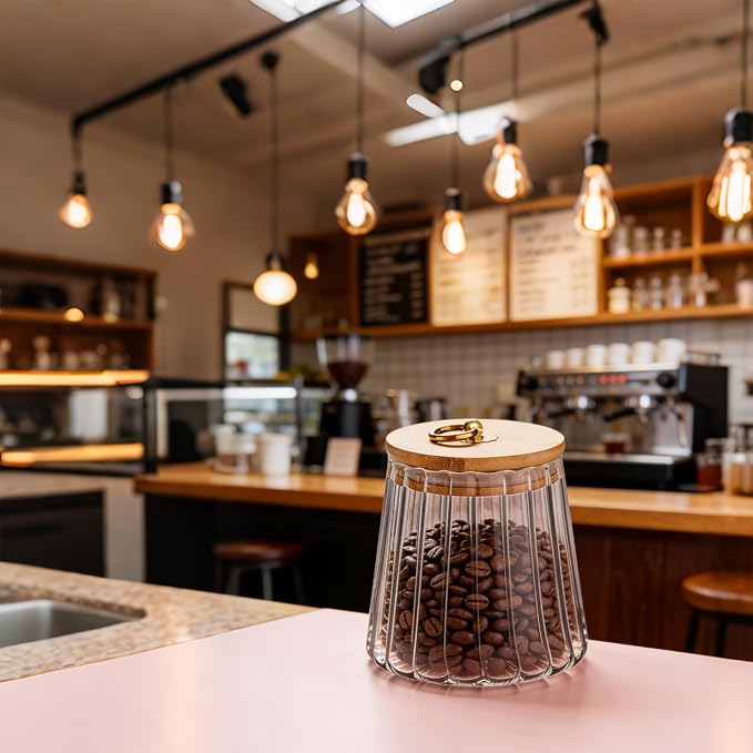Glass Coffee Nuts Canister Airtight Storage Jar Petal Decorative Container - Image 3