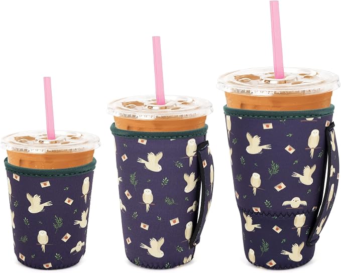 3 Pack Iced Coffee sleeve Insulated Neoprene Cup Sleeves by Snowso