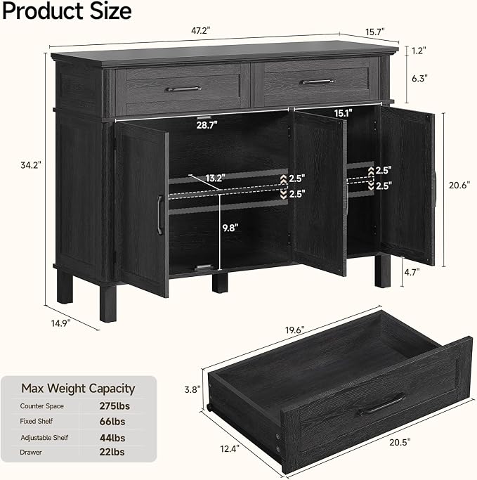 48 Inch Sideboard Buffet Cabinet - Image 2
