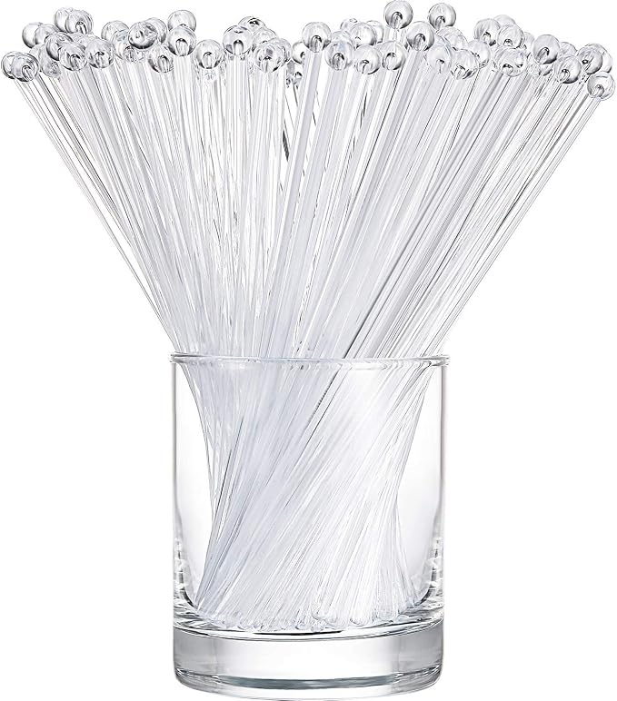 Honoson 100 Pcs Clear Swizzle Sticks Ball Head Stirrer Disposable Plastic Round - Image 8