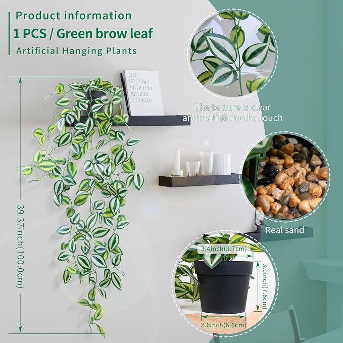 LOYWREE 2 Pack Fake Hanging Plants - Image 2