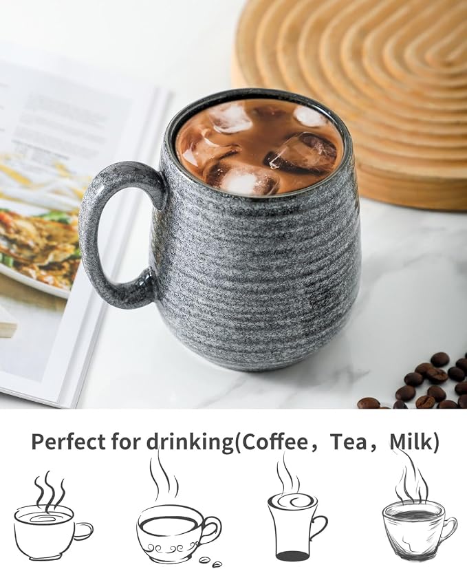 Hasense Large Coffee Cups Ceramic Set of 2, Porcealin 20 oz Coffee Mugs as - Image 8