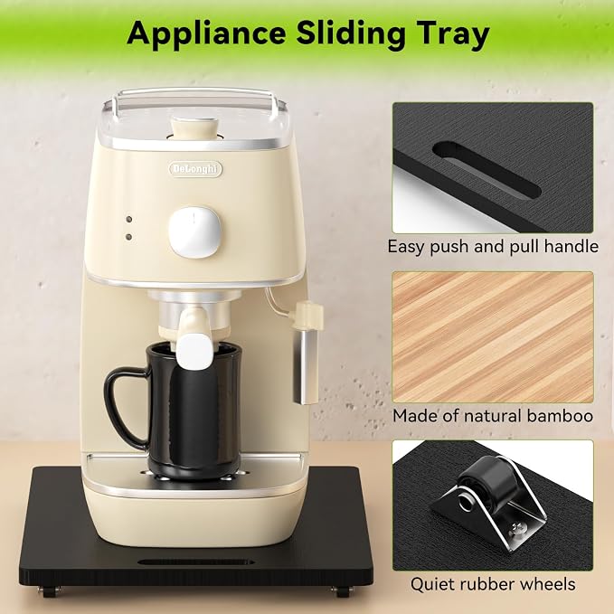 Bamboo Sliding Tray 9.5”W x 14”D Appliance Slider - Image 5