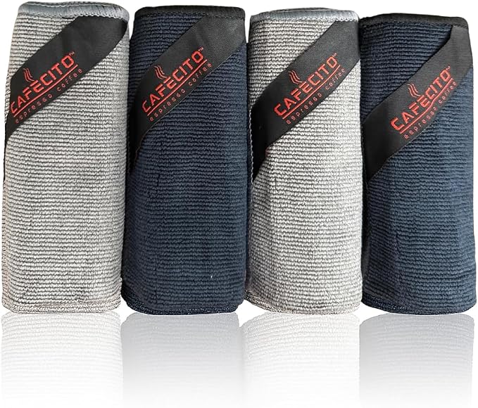 CAFECITO® Barista Microfiber Cloth 4 Pack – Espresso Machine Cleaning Towels by CafecitoEspressoCoffee