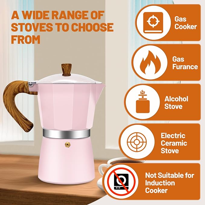 6 Cup Aluminum Espresso Stovetop Moka Pot Express Coffee Maker Percolator - Image 4
