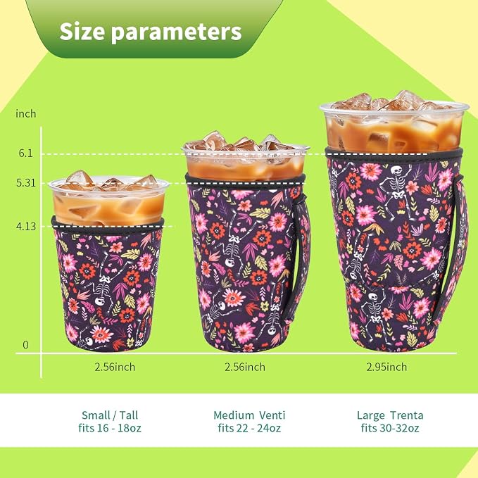 3 Pack Iced Coffee sleeve Insulated Neoprene Cup Sleeves - Image 2