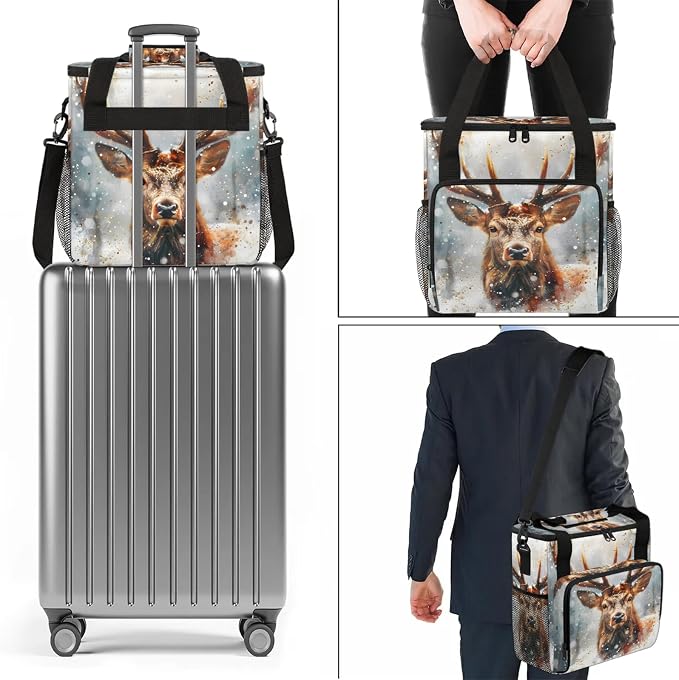 Deer Moose Coffee Maker Carring Bag, Large Insulated Storage Organizer Case - Image 7