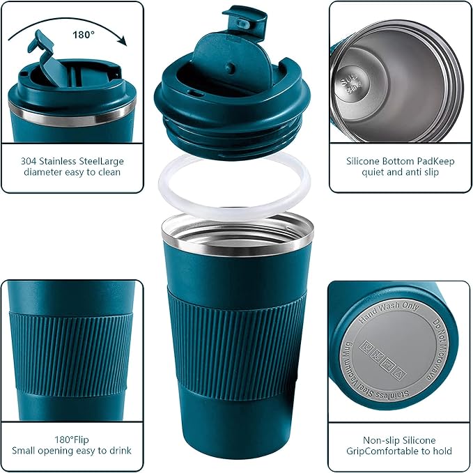 YINBAOGE Insulated Travel Coffee Mug, Spill & Leak Proof, Portable To Go - Image 2