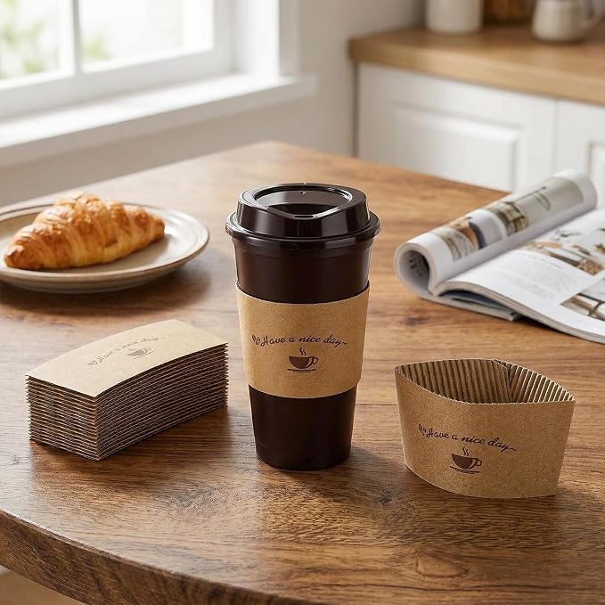 200 Packs Disposable Coffee Cup Sleeves, Thickened Corrugated Paper Cup Holder - Image 6