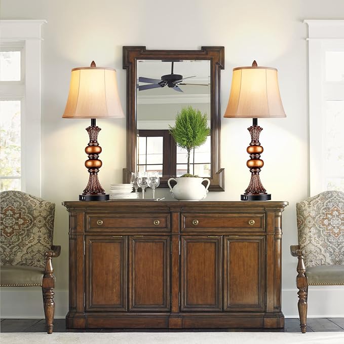 Set of 2 Touch Control Traditional Table Lamp, 3-Way Dimmable Bronze Finish - Image 6