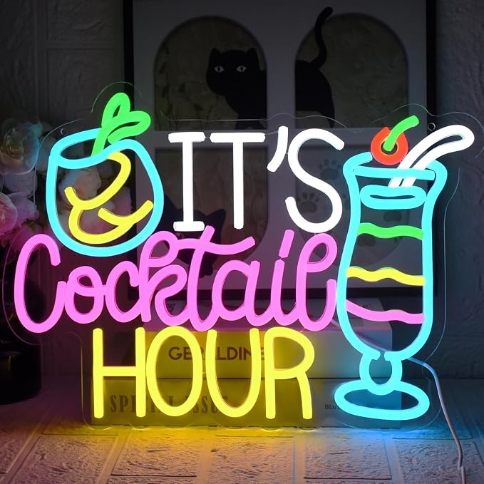 Cocktail Neon Sign It's Cocktail Hour Neon Light USB Dimmable LED Beer Signs by UExnkj-Y