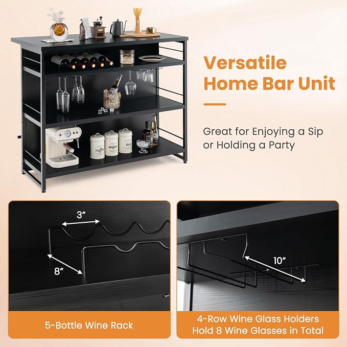 Giantex Home Bar Unit, 4 Tier Liquor Bar Table - Image 5