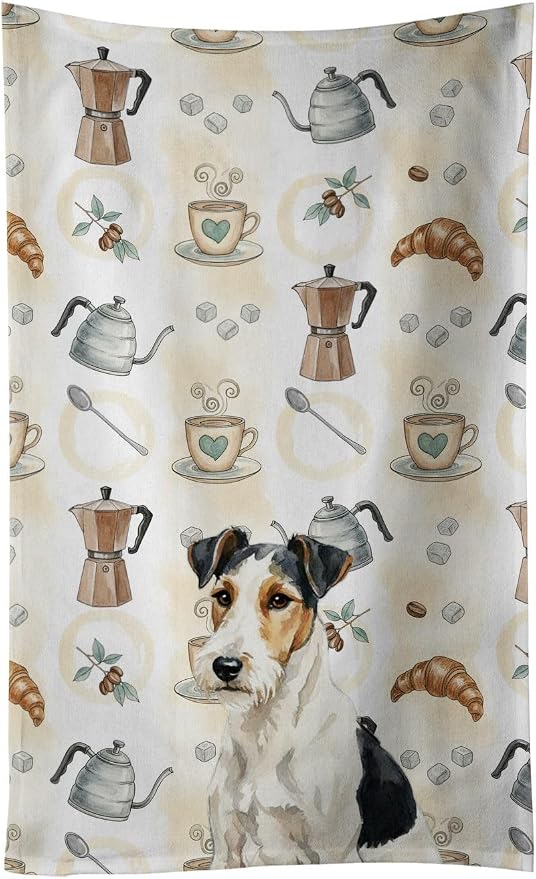 Caroline's Treasures Smooth Fox Terrier Coffee Bar Kitchen Towel Velour Plush by CarolinesTreasures