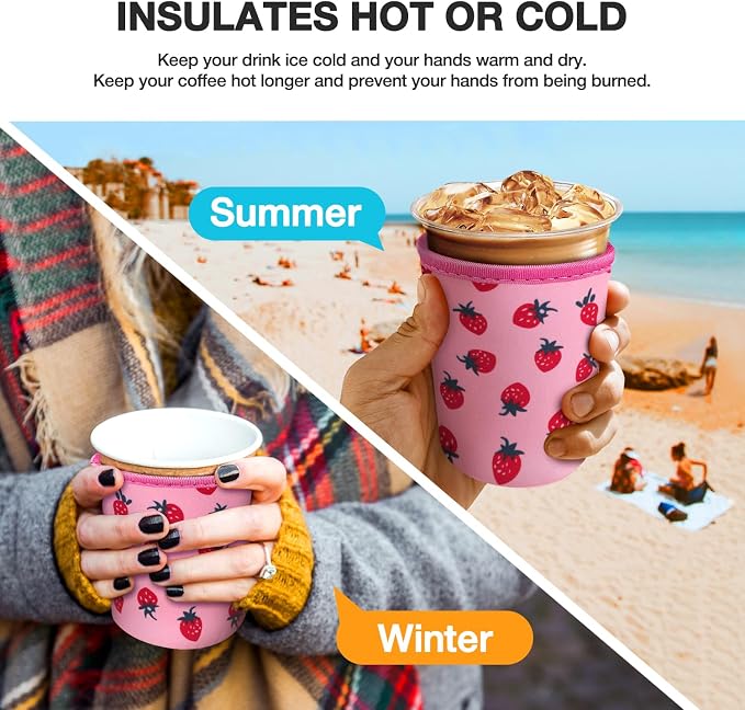 Iced Coffee Cup Sleeve for Large Sized Cups, Reusable Neoprene Iced Coffee Cup - Image 4