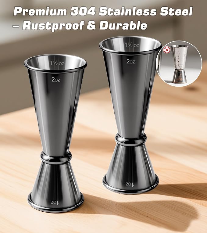 2-Pack Stainless Steel Cocktail Jiggers – Japanese Style Double Measuring Cups - Image 4