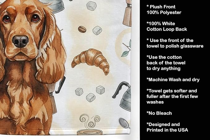 Caroline's Treasures Red English Cocker Spaniel Coffee Bar Kitchen Towel Velour - Image 4