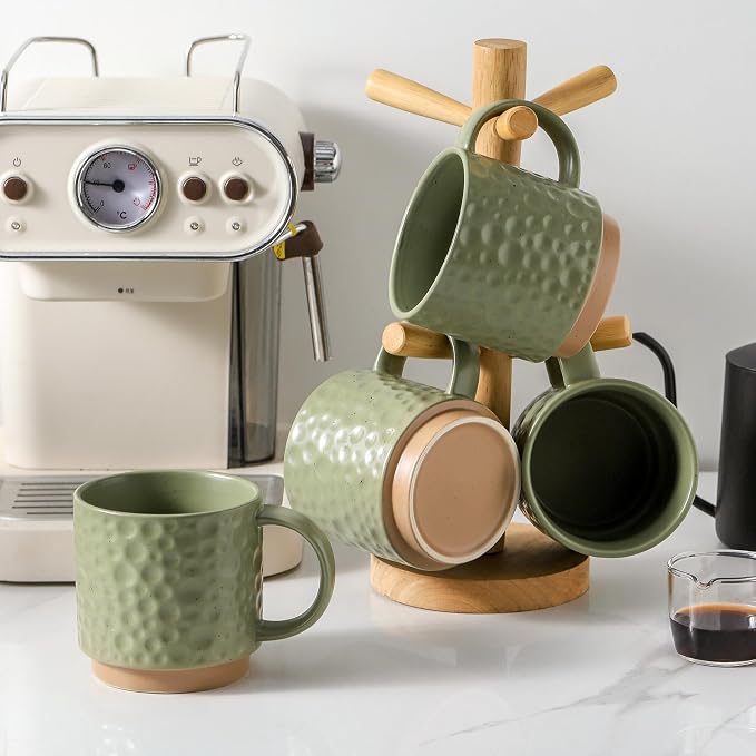Nihow 16OZ Stackable Coffee Mug Set, Large Ceramic Coffee Mug Set of 4 - Image 5