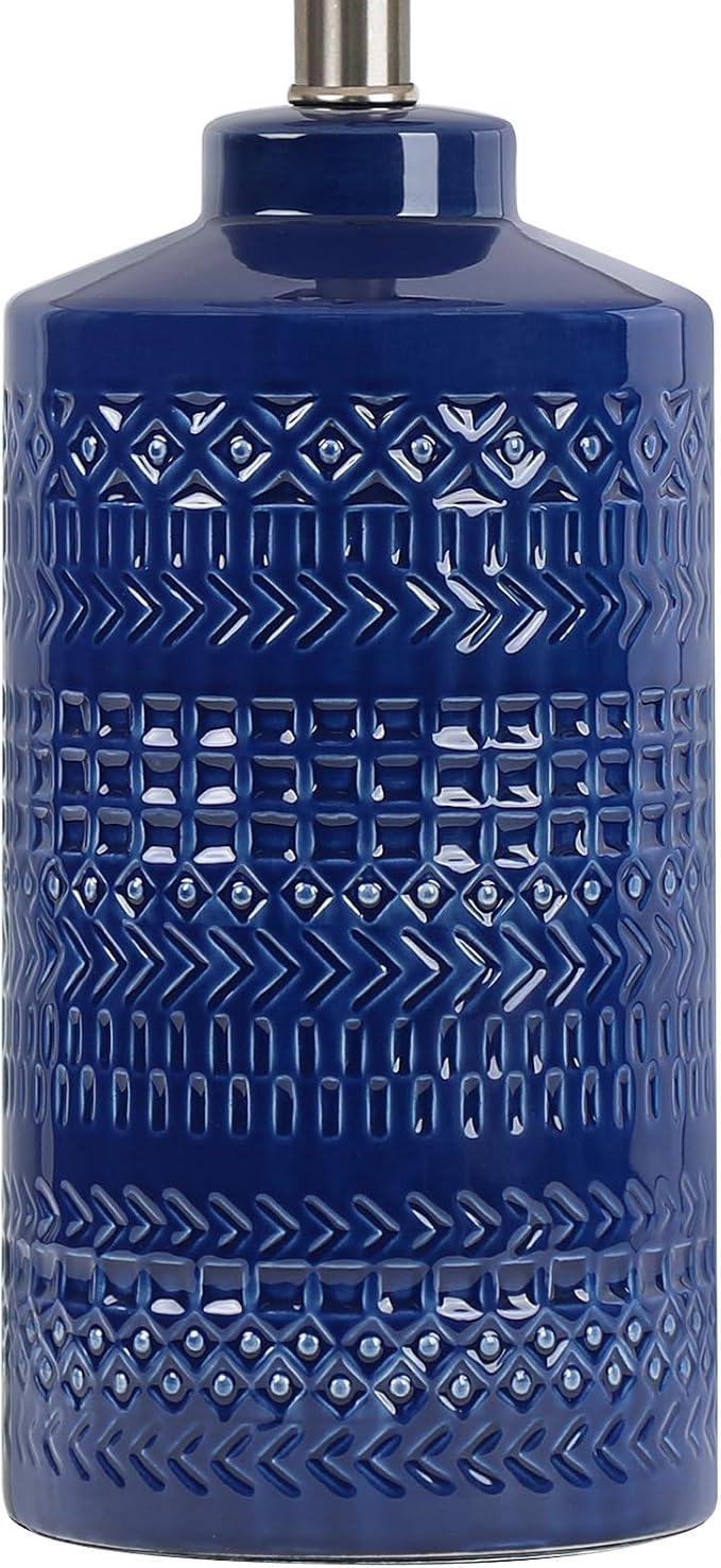 JUNNAI 24.5" Navy Blue Table Lamp Modern Bedside Ceramic Lamps - Image 4
